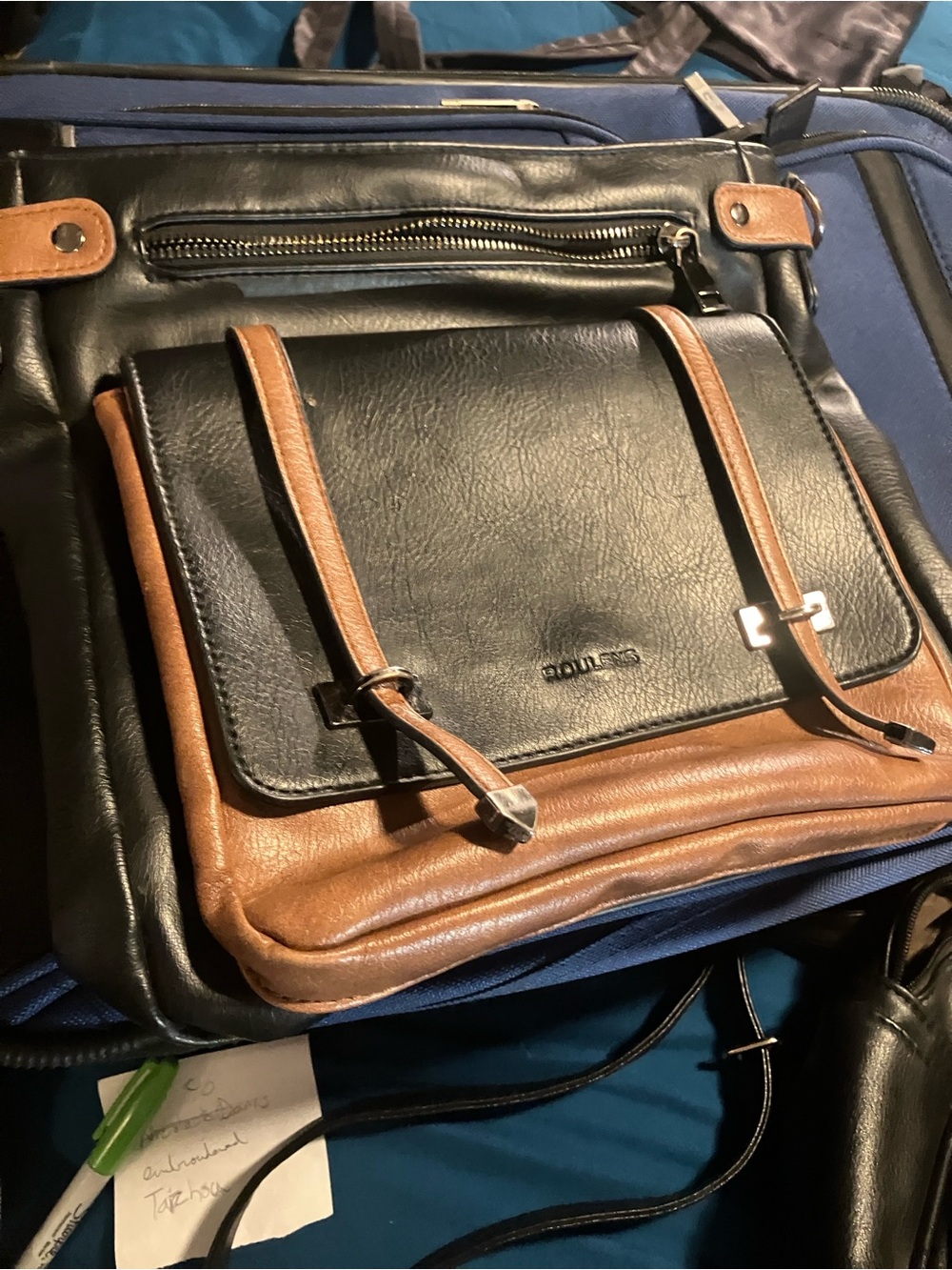 Roulens black & brown vegan leather hand bag / satchel